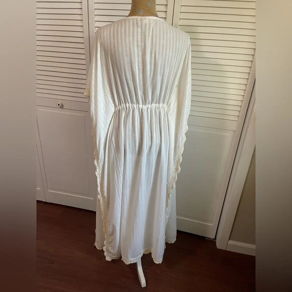 La Moda By True Colors long cardigan, duster swimsuit, cover-up cream white lace - Picture 6 of 10